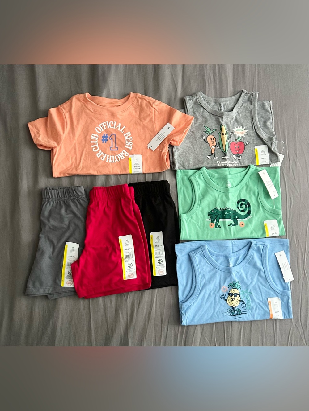 wonder nation Kids Matching Sets - Peach, Gray, Mint, Light Blue, Red, Black